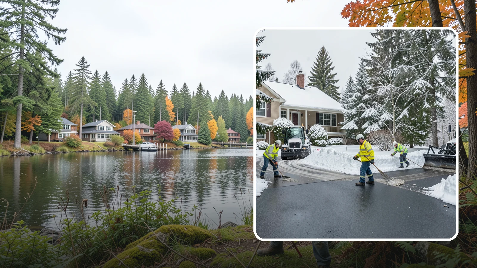 Asphalt Driveway Snow Removal in La Conner, Skagit County, WA - We clear asphalt driveways down to the surface and treat them to keep the dark pavement ice-free.