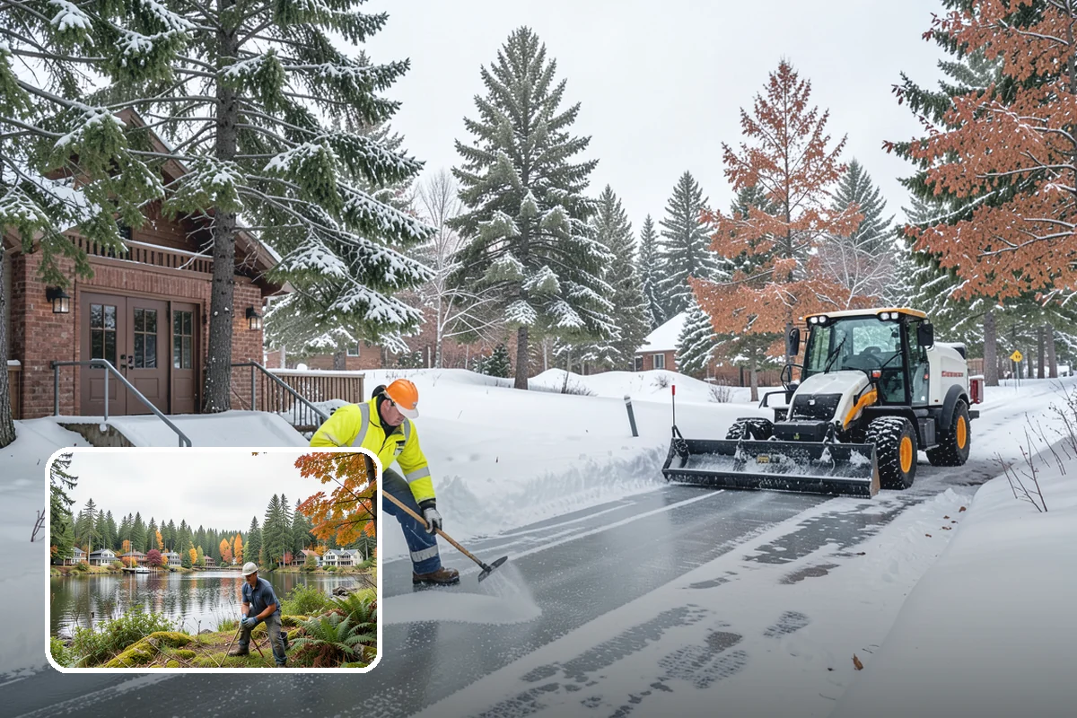 Asphalt Driveway Snow Removal in La Conner, Skagit County, WA - Clears fully to the asphalt surface