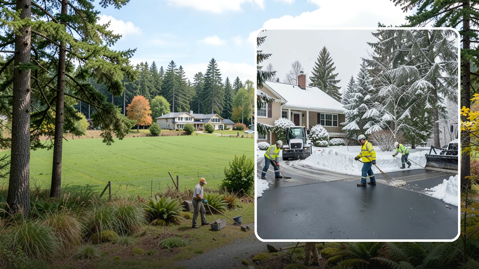 Asphalt Driveway Snow Removal in Lyman, Skagit County, WA - We clear asphalt driveways down to the surface and treat them to keep the dark pavement ice-free.