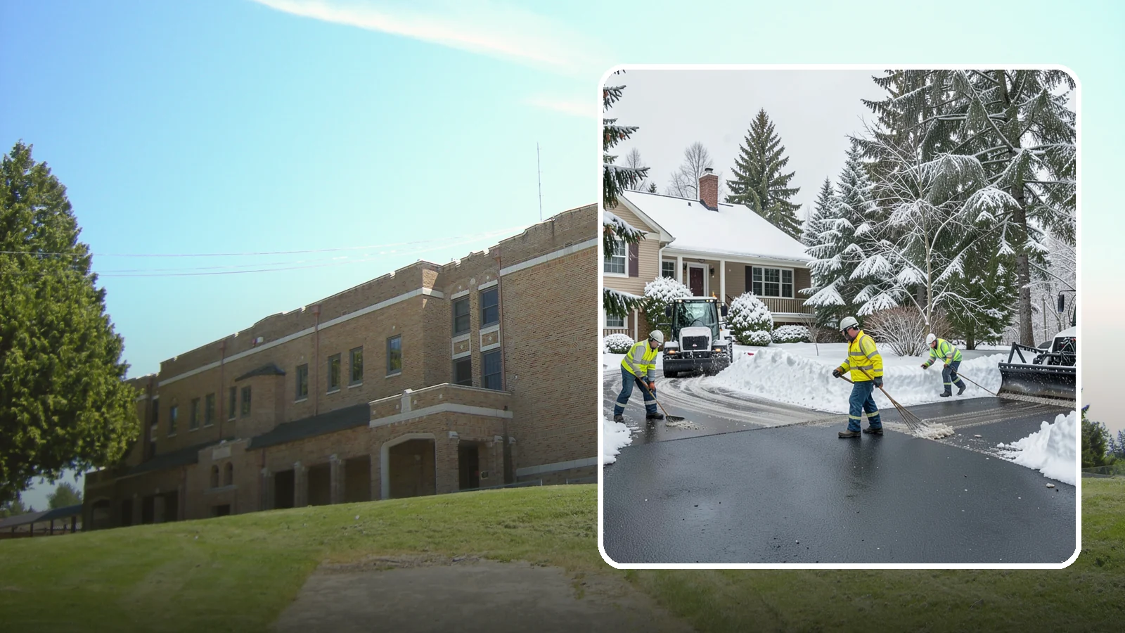Asphalt Driveway Snow Removal in Maple Valley, King County, WA - We clear asphalt driveways down to the surface and treat them to keep the dark pavement ice-free.