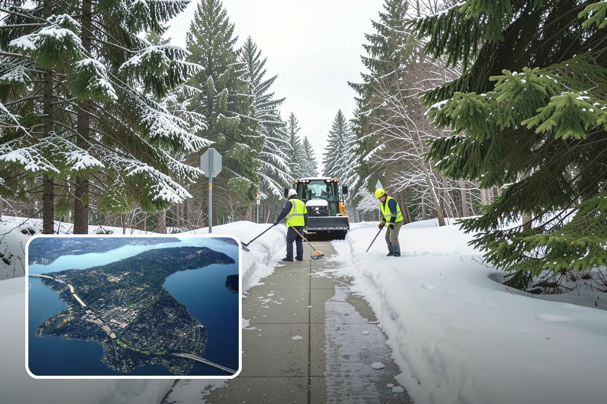 Asphalt Driveway Snow Removal in Mercer Island, King County, WA - Clears fully to the asphalt surface