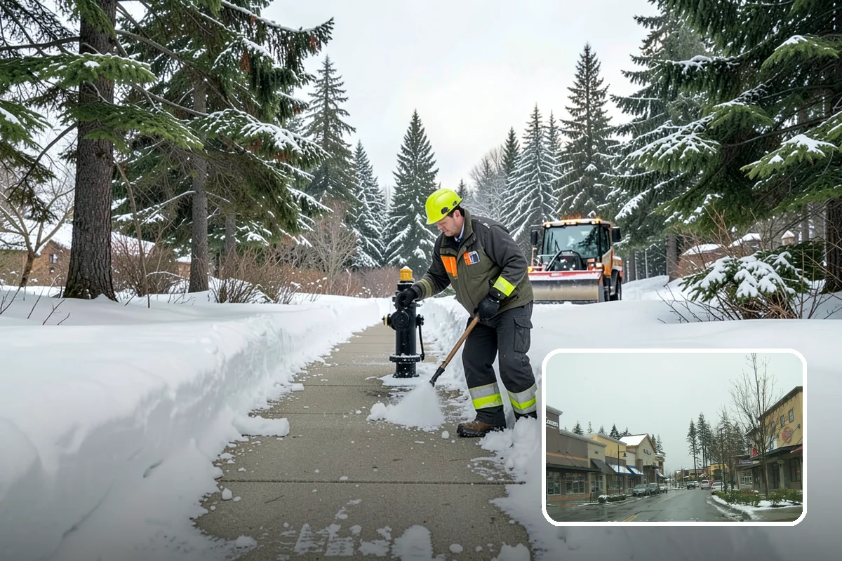 Asphalt Driveway Snow Removal in Mill Creek, Snohomish County, WA - Clears fully to the asphalt surface