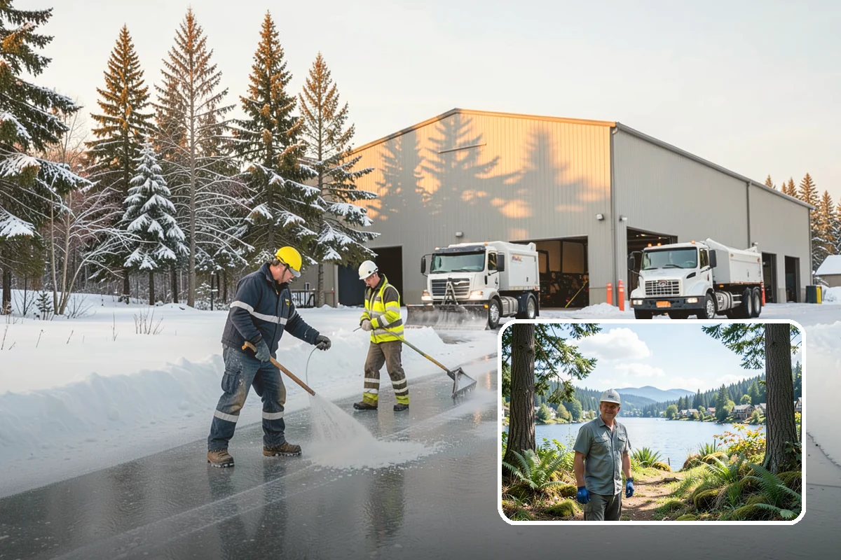 Asphalt Driveway Snow Removal in Milton, King County, WA - Clears fully to the asphalt surface
