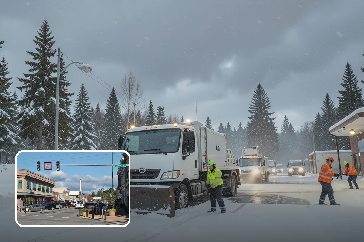 Asphalt Driveway Snow Removal in Monroe, Snohomish County, WA - Clears fully to the asphalt surface
