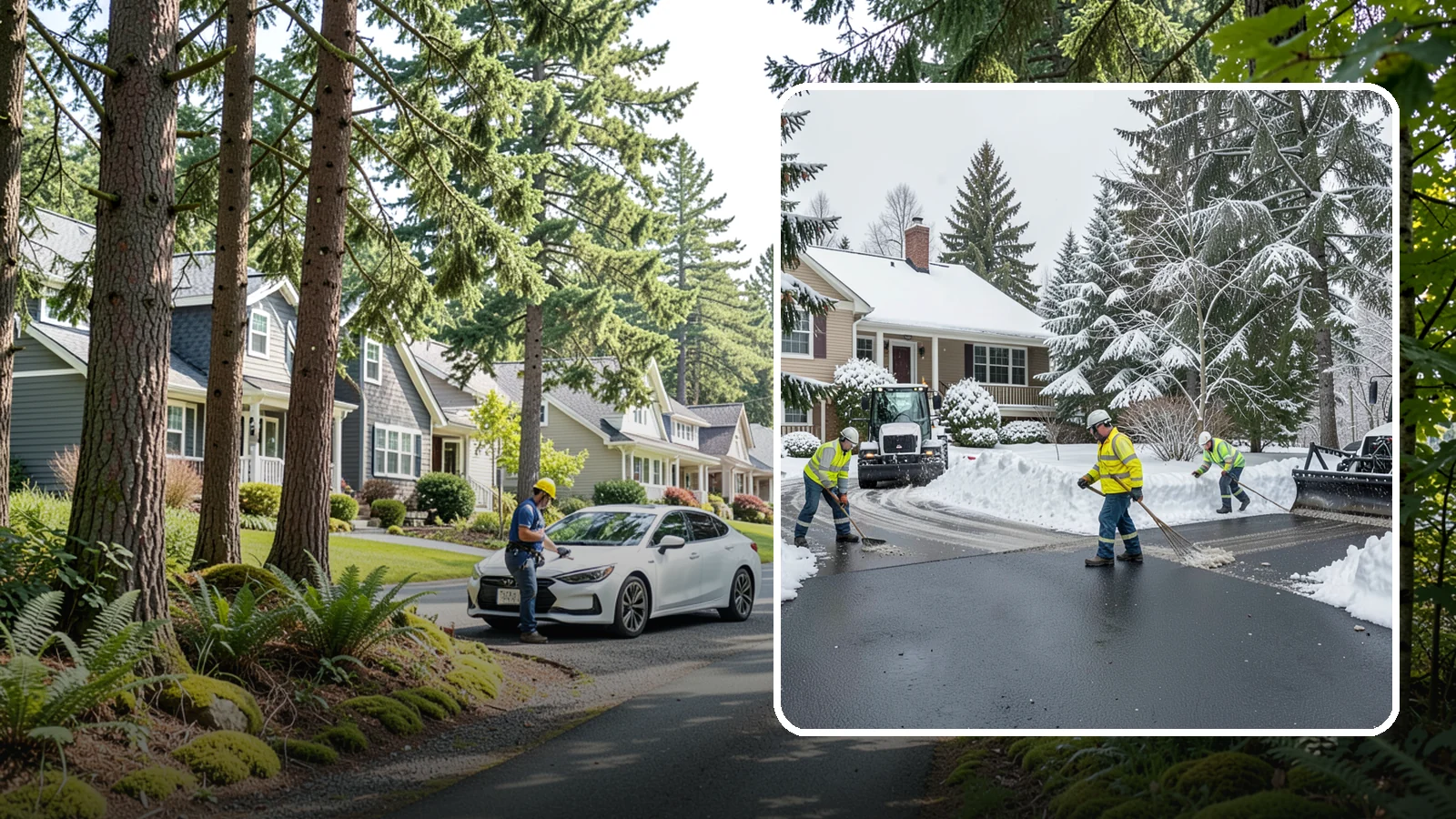 Asphalt Driveway Snow Removal in Normandy Park, King County, WA - We clear asphalt driveways down to the surface and treat them to keep the dark pavement ice-free.