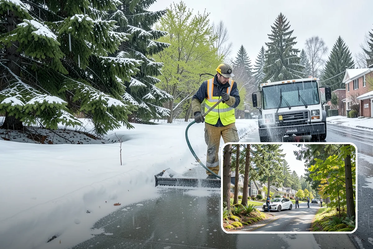 Asphalt Driveway Snow Removal in Normandy Park, King County, WA - Clears fully to the asphalt surface