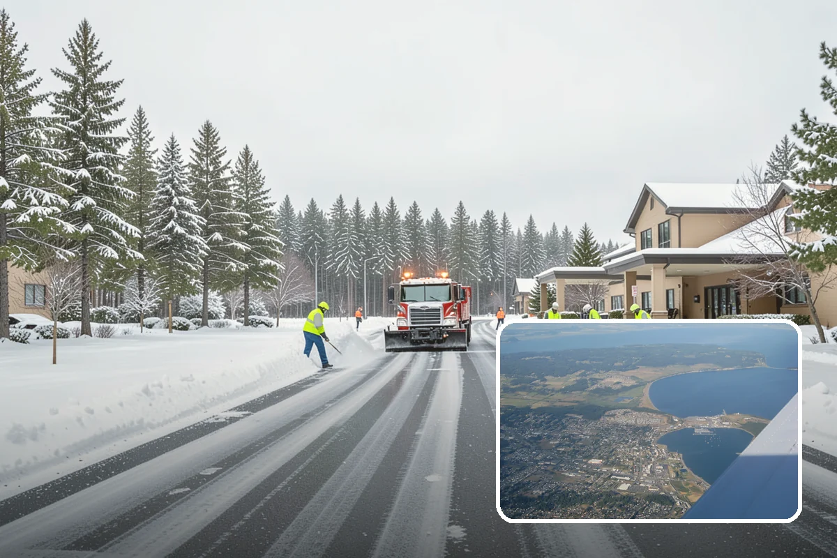 Asphalt Driveway Snow Removal in Oak Harbor, Island County, WA - Clears fully to the asphalt surface