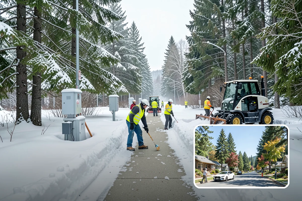 Asphalt Driveway Snow Removal in Orting, Pierce County, WA - Clears fully to the asphalt surface