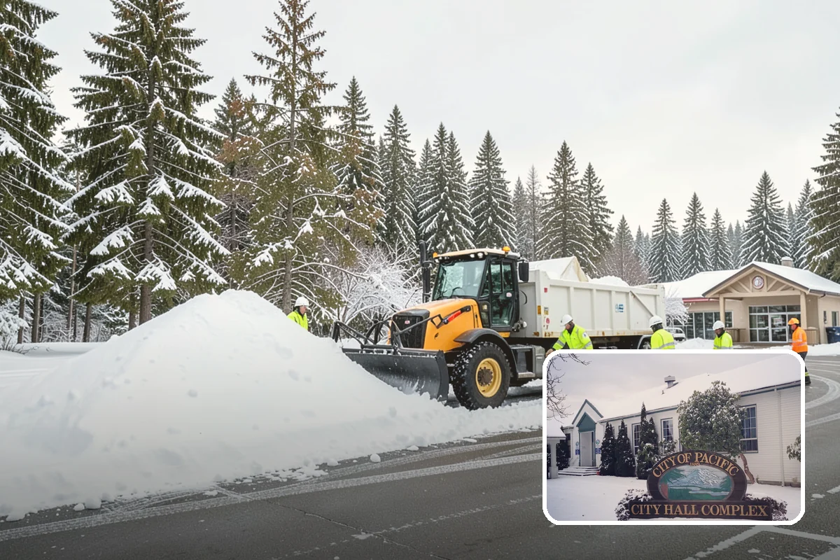 Asphalt Driveway Snow Removal in Pacific, King County, WA - Clears fully to the asphalt surface