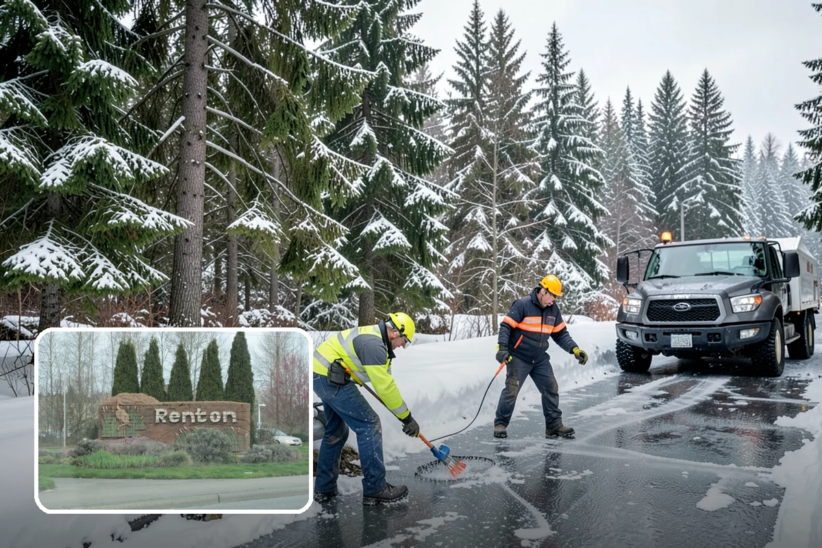 Asphalt Driveway Snow Removal in Renton, King County, WA - Clears fully to the asphalt surface