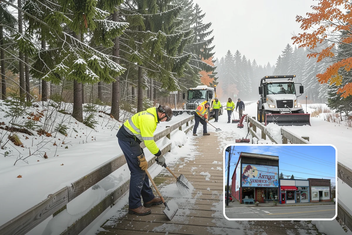 Asphalt Driveway Snow Removal in Ruston, Pierce County, WA - Clears fully to the asphalt surface