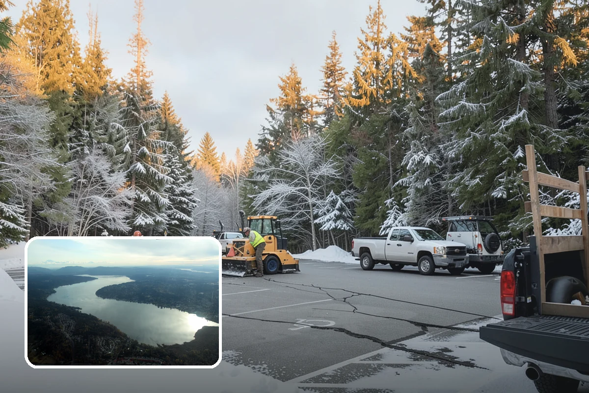 Asphalt Driveway Snow Removal in Sammamish, King County, WA - Clears fully to the asphalt surface