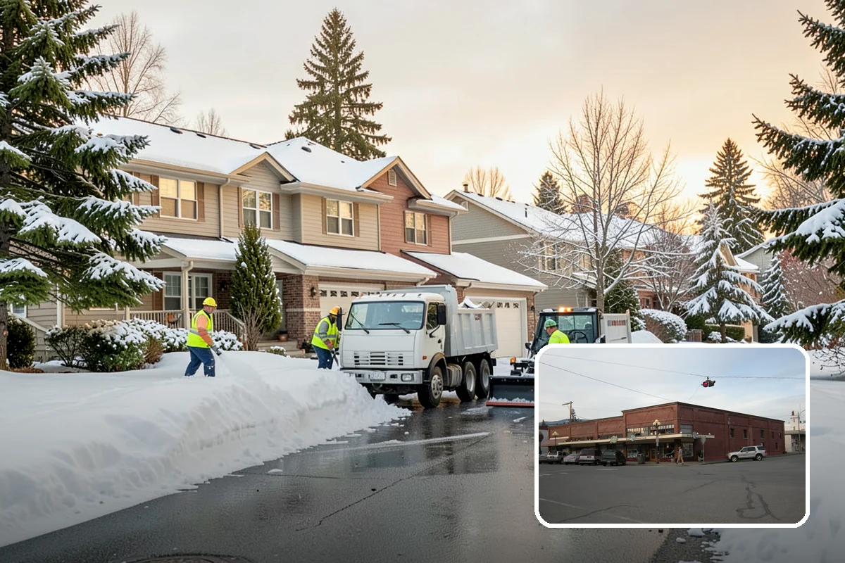 Asphalt Driveway Snow Removal in Sedro-Woolley, Skagit County, WA - Clears fully to the asphalt surface