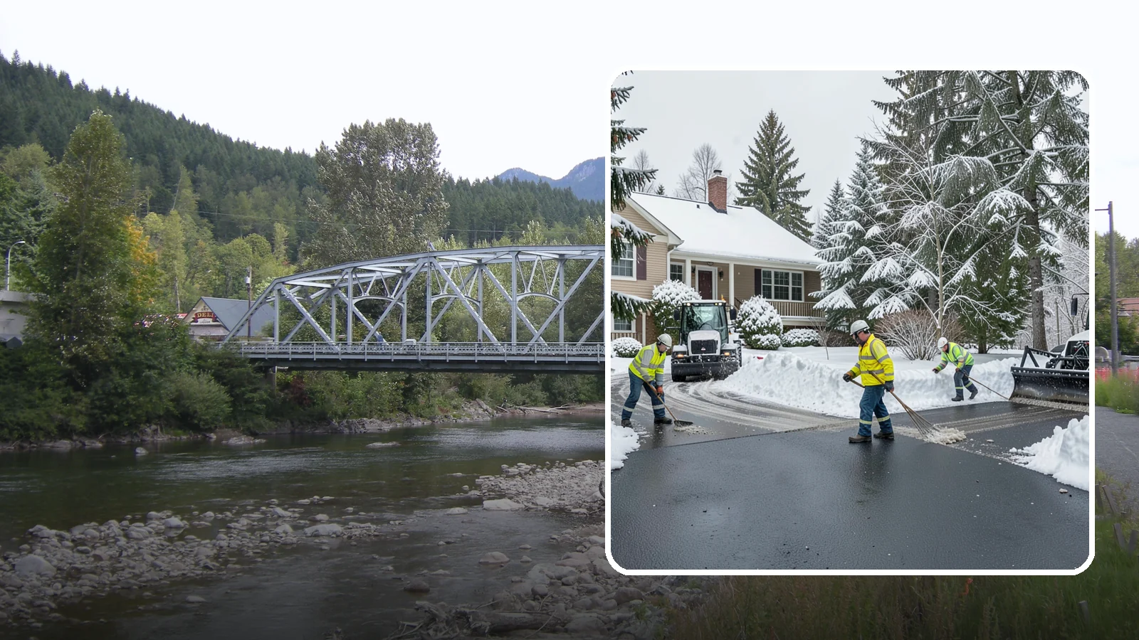 Asphalt Driveway Snow Removal in Skykomish, King County, WA - We clear asphalt driveways down to the surface and treat them to keep the dark pavement ice-free.