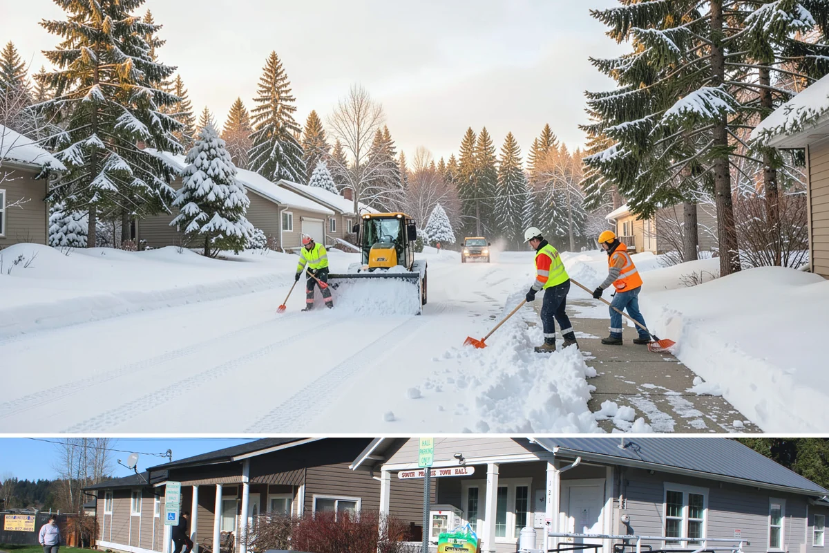 Asphalt Driveway Snow Removal in South Prairie, Pierce County, WA - Asphalt driveway service is most needed during the icy nights of midwinter.