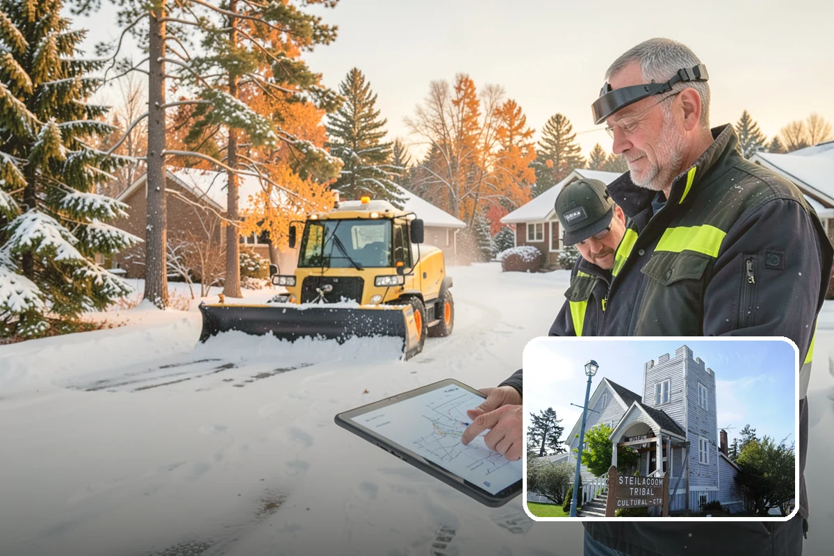 Asphalt Driveway Snow Removal in Steilacoom, Pierce County, WA - Clears fully to the asphalt surface