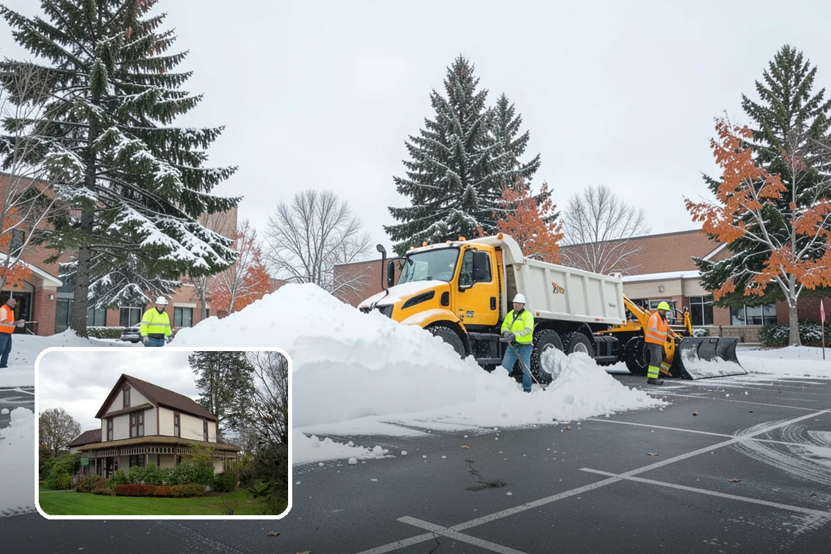 Asphalt Driveway Snow Removal in Sumner, Pierce County, WA - Clears fully to the asphalt surface