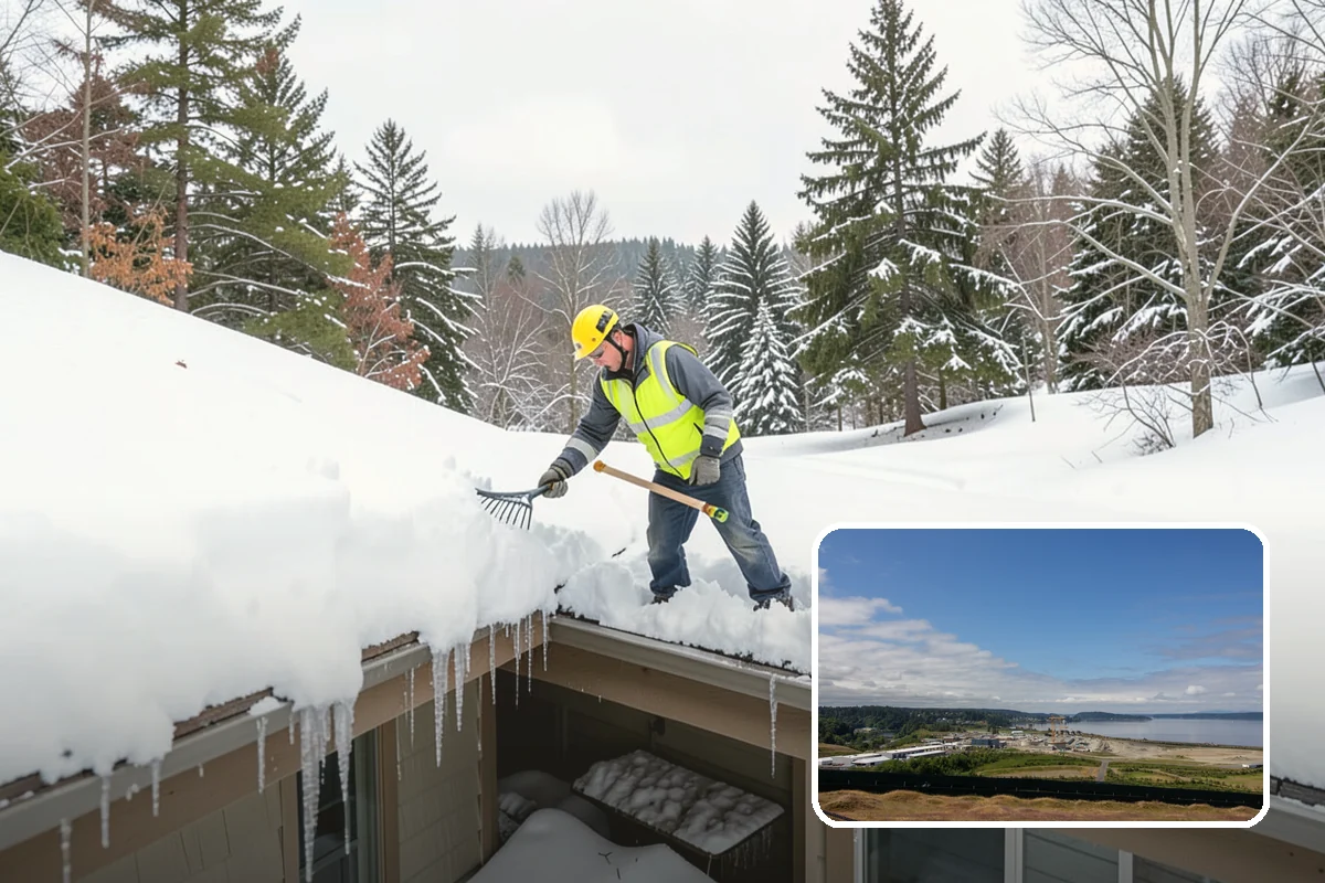 Asphalt Driveway Snow Removal in University Place, Pierce County, WA - Clears fully to the asphalt surface