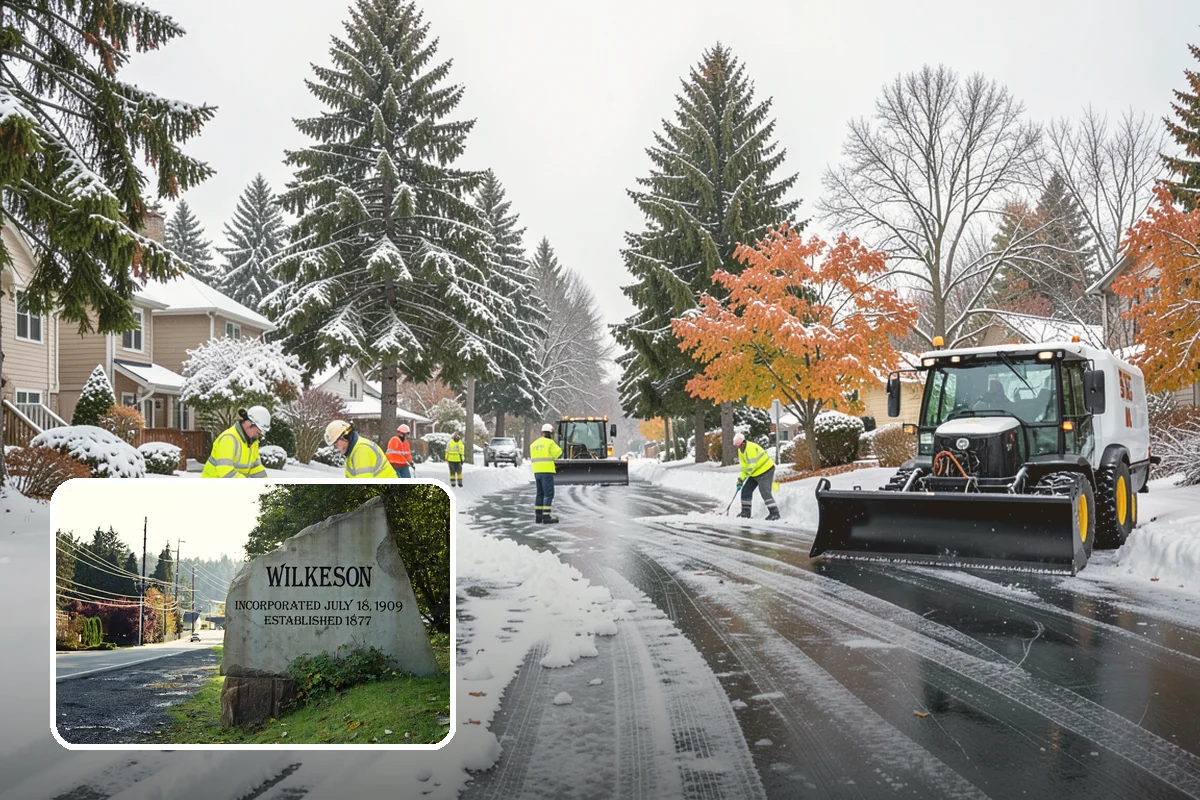 Asphalt Driveway Snow Removal in Wilkeson, Pierce County, WA - Clears fully to the asphalt surface