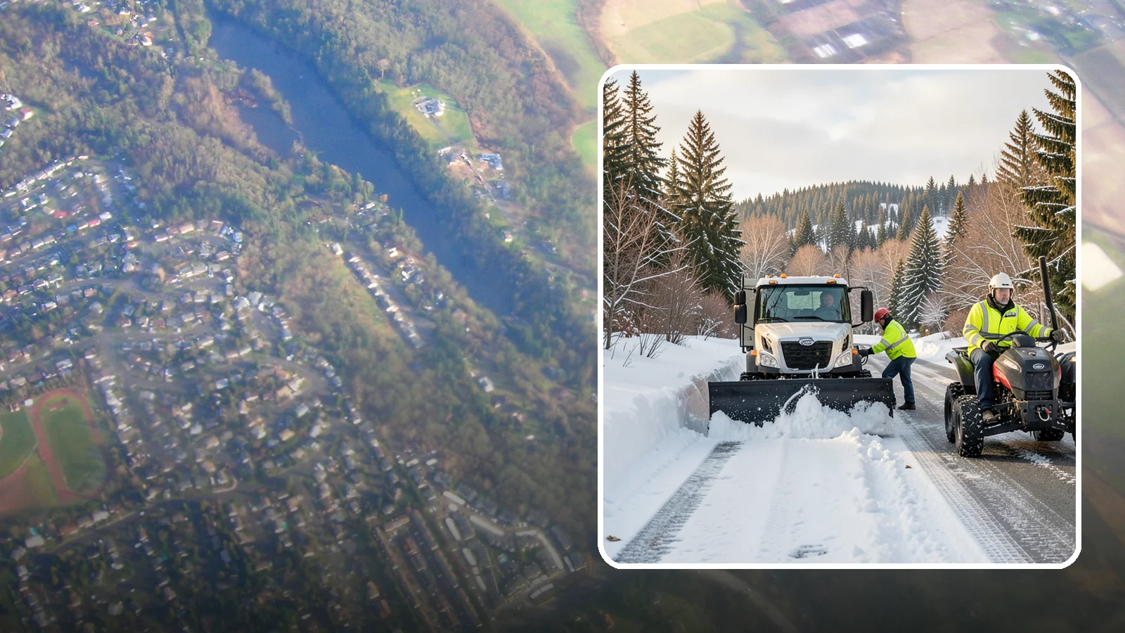 ATV Snow Plowing in Algona, King County, WA - Our plow-equipped ATVs clear tight residential drives and pathways that full-size trucks cannot reach.