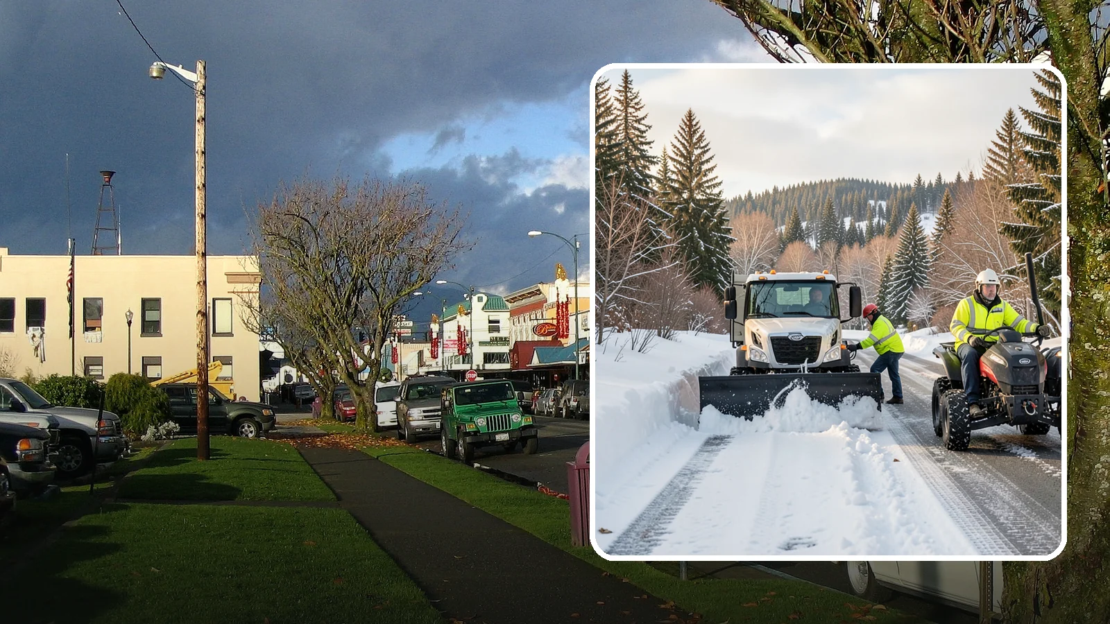 ATV Snow Plowing in Arlington, Snohomish County, WA - Our plow-equipped ATVs clear tight residential drives and pathways that full-size trucks cannot reach.