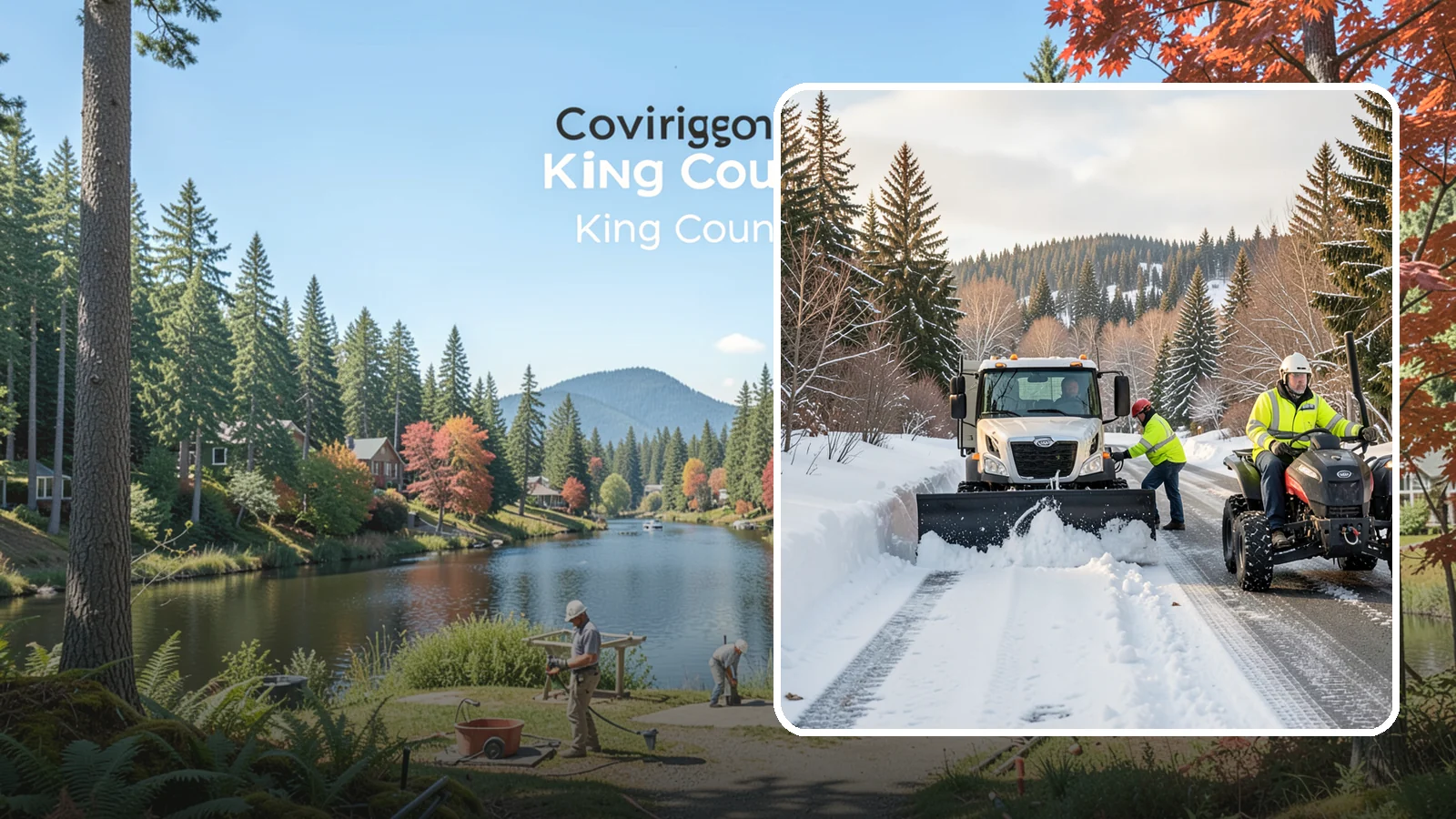 ATV Snow Plowing in Covington, King County, WA - Our plow-equipped ATVs clear tight residential drives and pathways that full-size trucks cannot reach.