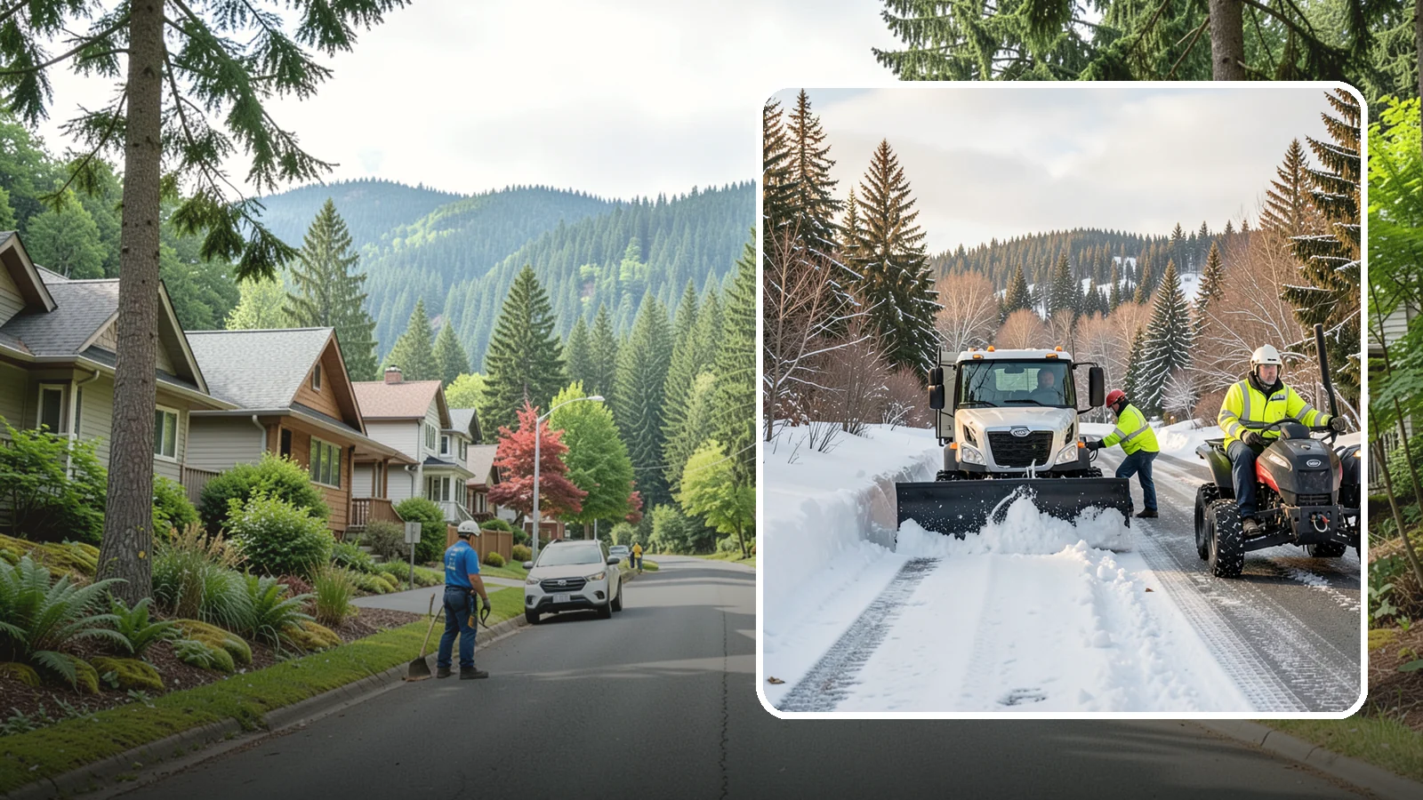 ATV Snow Plowing in Darrington, Snohomish County, WA - Our plow-equipped ATVs clear tight residential drives and pathways that full-size trucks cannot reach.