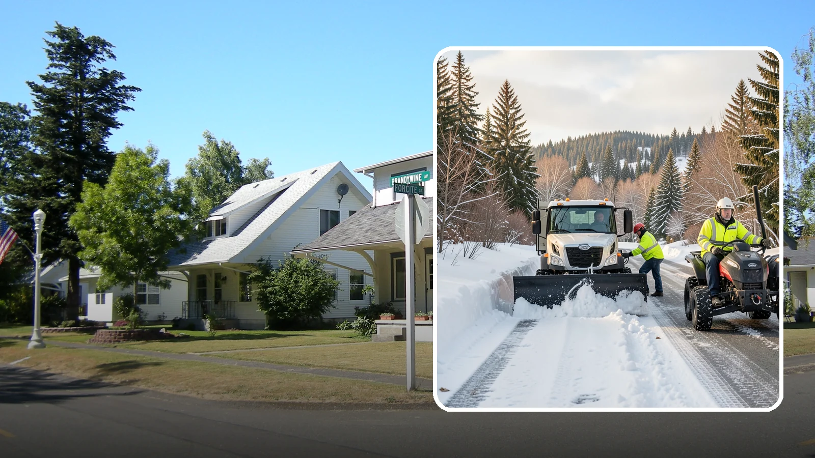 ATV Snow Plowing in DuPont, Pierce County, WA - Our plow-equipped ATVs clear tight residential drives and pathways that full-size trucks cannot reach.