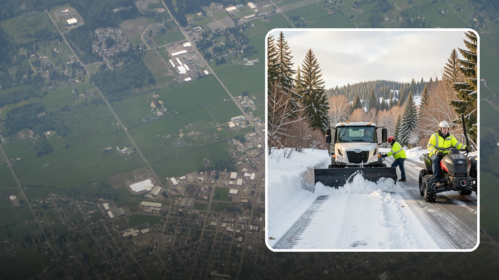 ATV Snow Plowing in Enumclaw, King County, WA - Our plow-equipped ATVs clear tight residential drives and pathways that full-size trucks cannot reach.