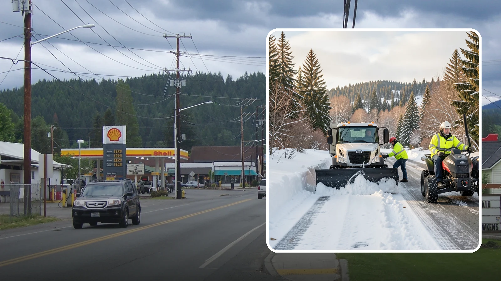 ATV Snow Plowing in Granite Falls, Snohomish County, WA - Our plow-equipped ATVs clear tight residential drives and pathways that full-size trucks cannot reach.