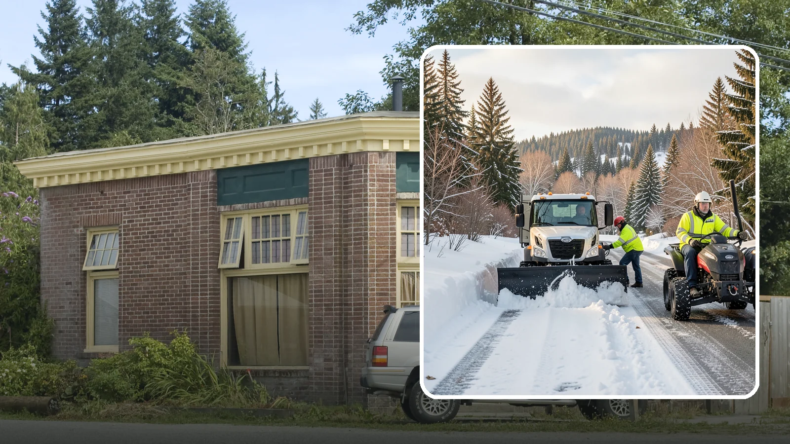 ATV Snow Plowing in Hamilton, Skagit County, WA - Our plow-equipped ATVs clear tight residential drives and pathways that full-size trucks cannot reach.