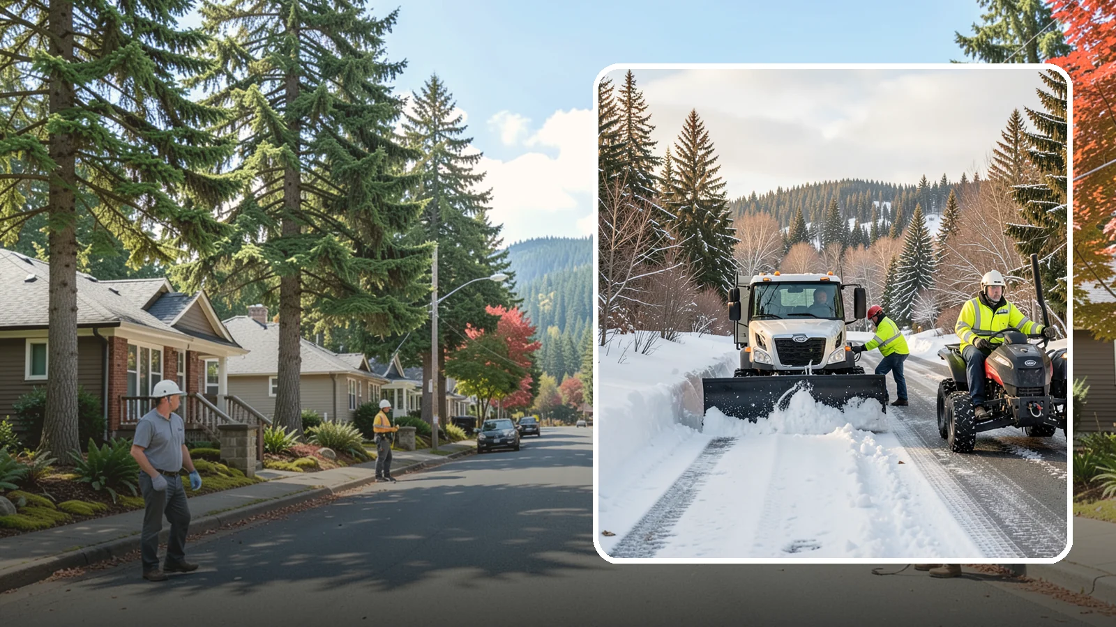 ATV Snow Plowing in Hunts Point, King County, WA - Our plow-equipped ATVs clear tight residential drives and pathways that full-size trucks cannot reach.