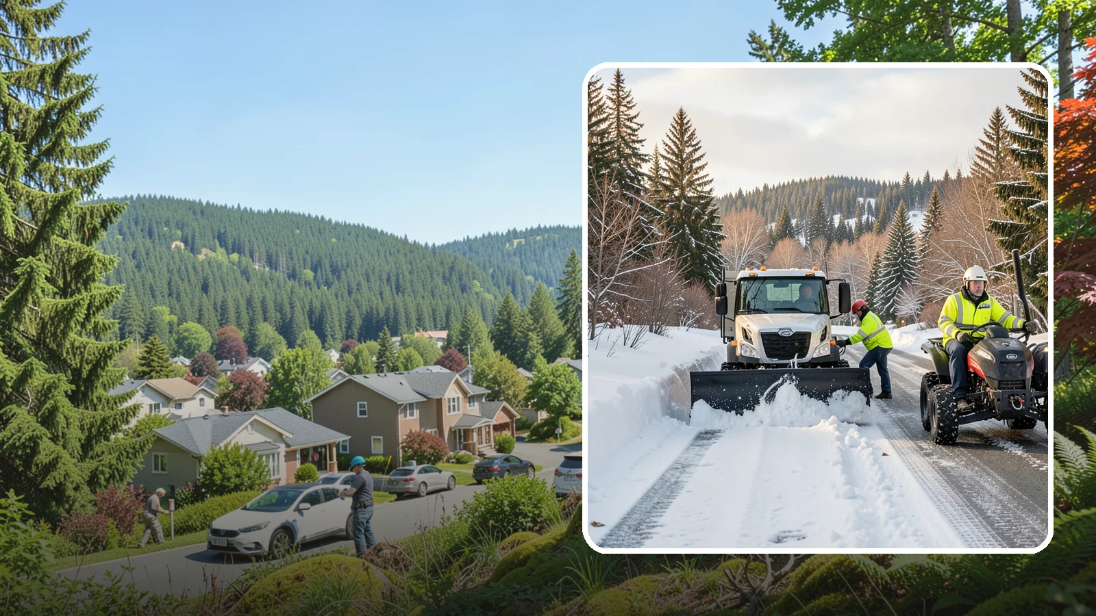 ATV Snow Plowing in Index, Snohomish County, WA - Our plow-equipped ATVs clear tight residential drives and pathways that full-size trucks cannot reach.
