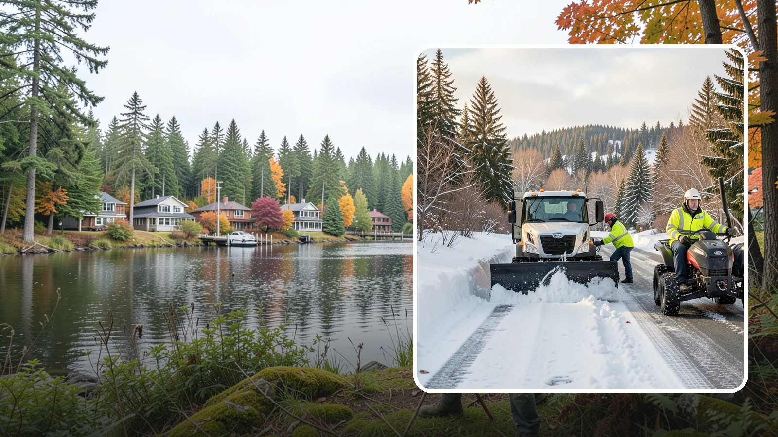 ATV Snow Plowing in La Conner, Skagit County, WA - Our plow-equipped ATVs clear tight residential drives and pathways that full-size trucks cannot reach.