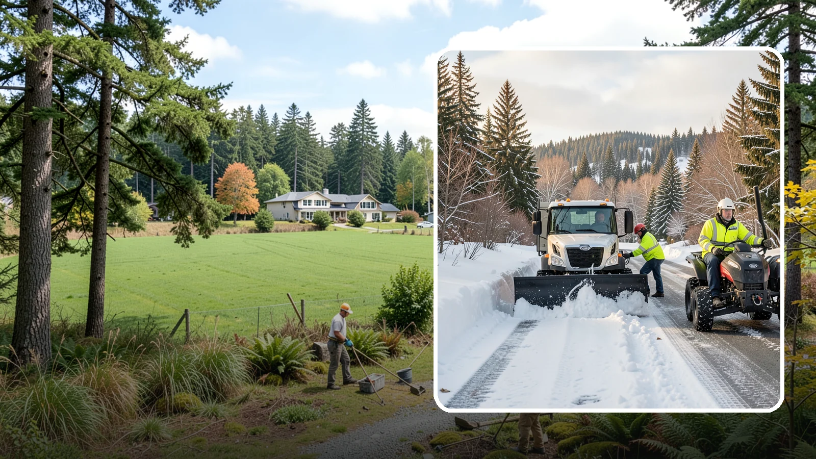 ATV Snow Plowing in Lyman, Skagit County, WA - Our plow-equipped ATVs clear tight residential drives and pathways that full-size trucks cannot reach.