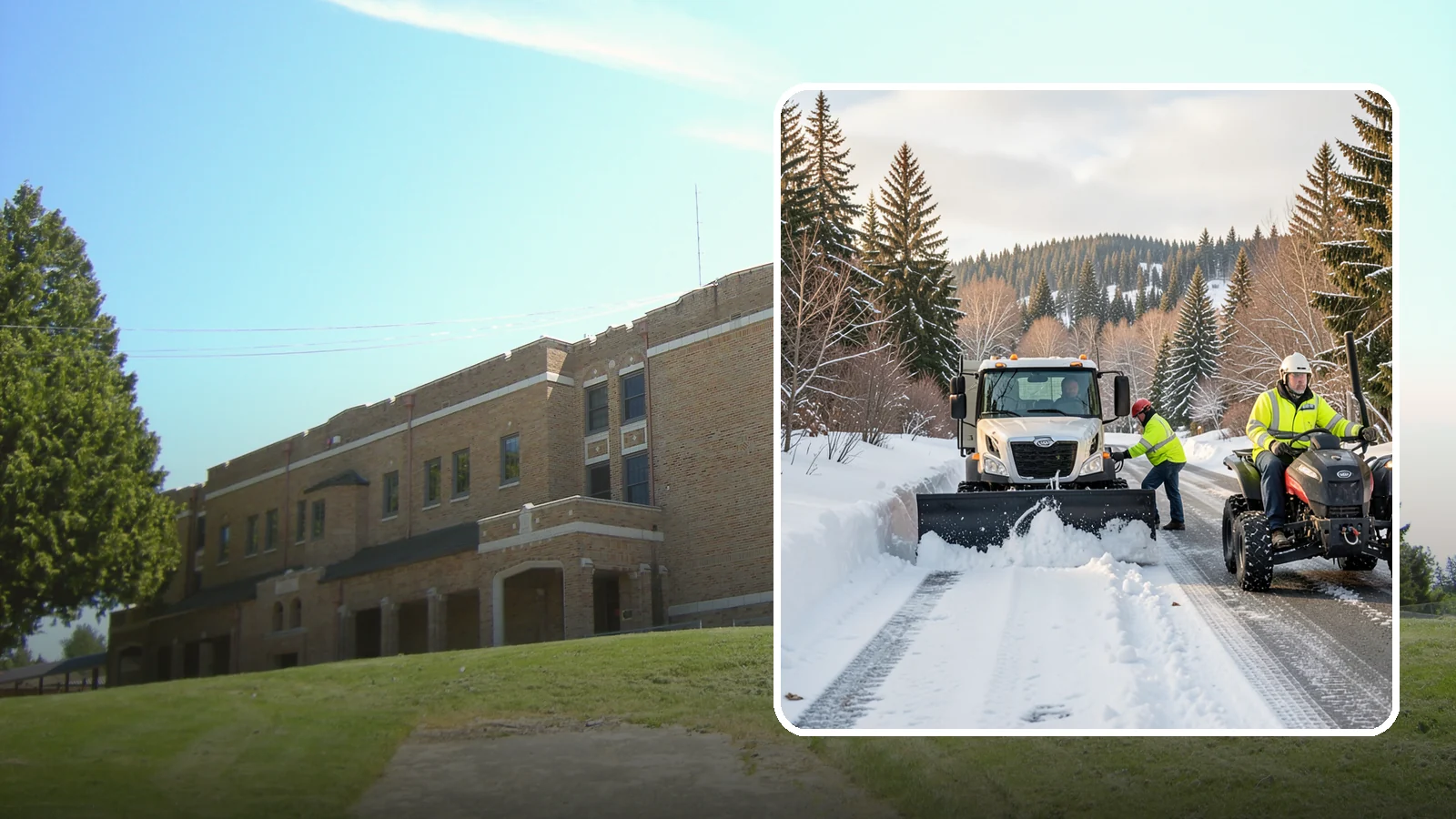 ATV Snow Plowing in Maple Valley, King County, WA - Our plow-equipped ATVs clear tight residential drives and pathways that full-size trucks cannot reach.