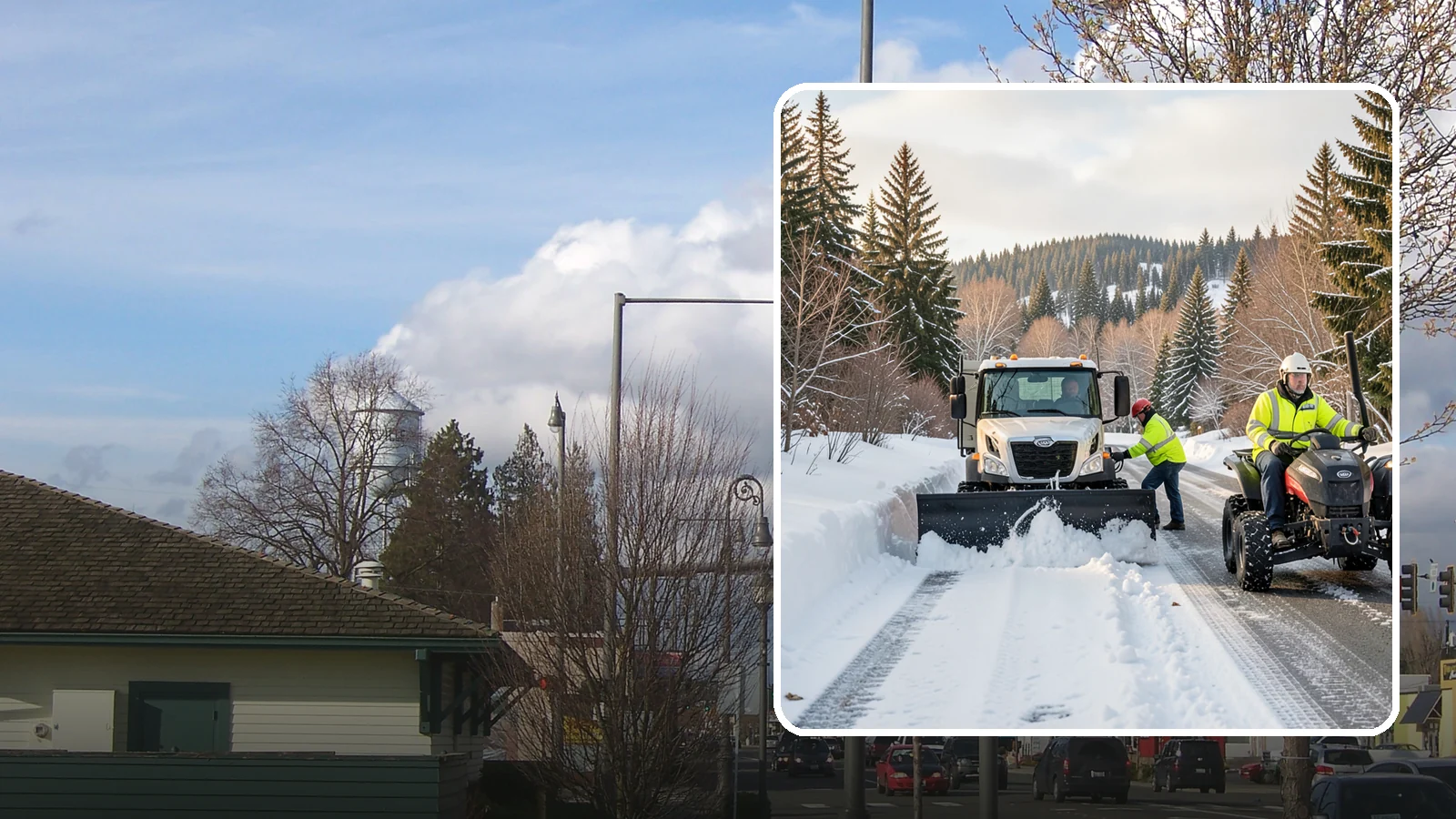 ATV Snow Plowing in Marysville, Snohomish County, WA - Our plow-equipped ATVs clear tight residential drives and pathways that full-size trucks cannot reach.
