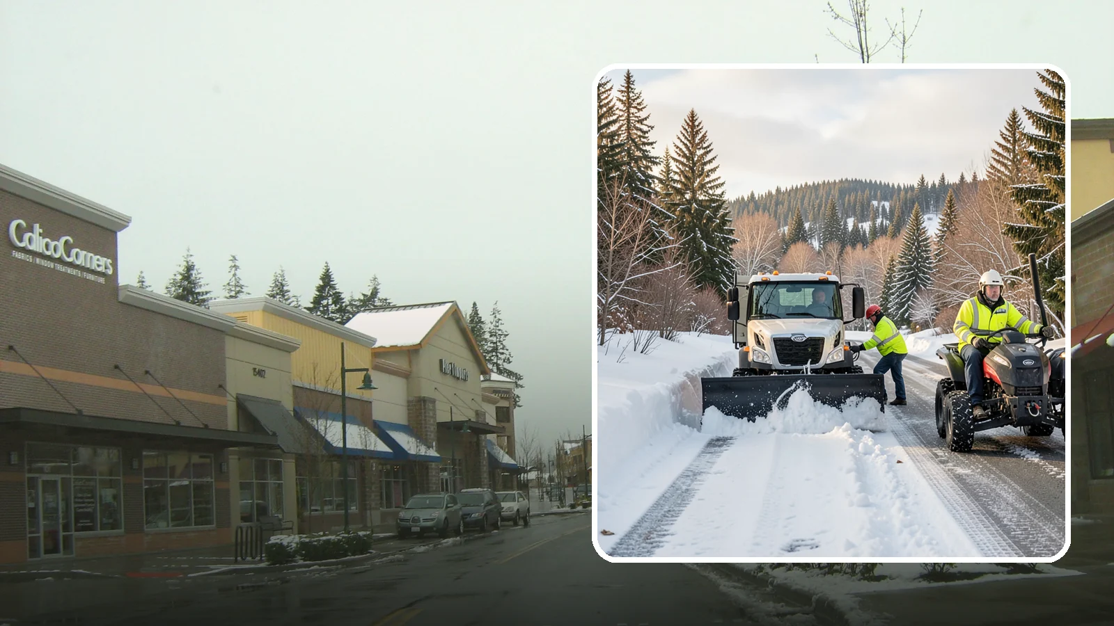 ATV Snow Plowing in Mill Creek, Snohomish County, WA - Our plow-equipped ATVs clear tight residential drives and pathways that full-size trucks cannot reach.