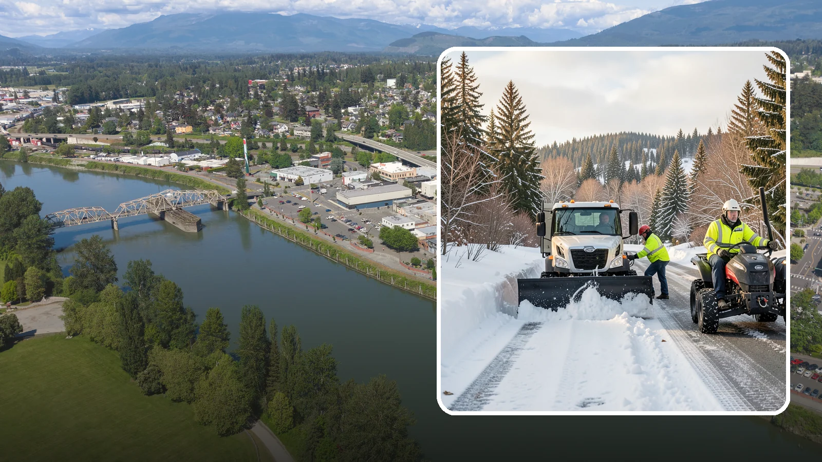 ATV Snow Plowing in Mount Vernon, Skagit County, WA - Our plow-equipped ATVs clear tight residential drives and pathways that full-size trucks cannot reach.