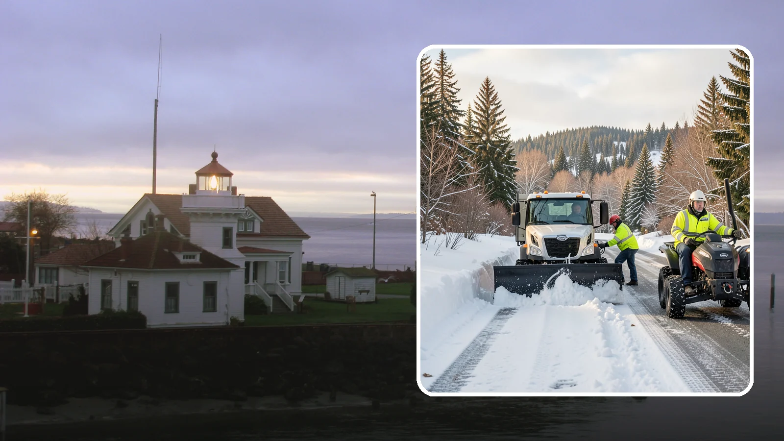 ATV Snow Plowing in Mukilteo, Snohomish County, WA - Our plow-equipped ATVs clear tight residential drives and pathways that full-size trucks cannot reach.
