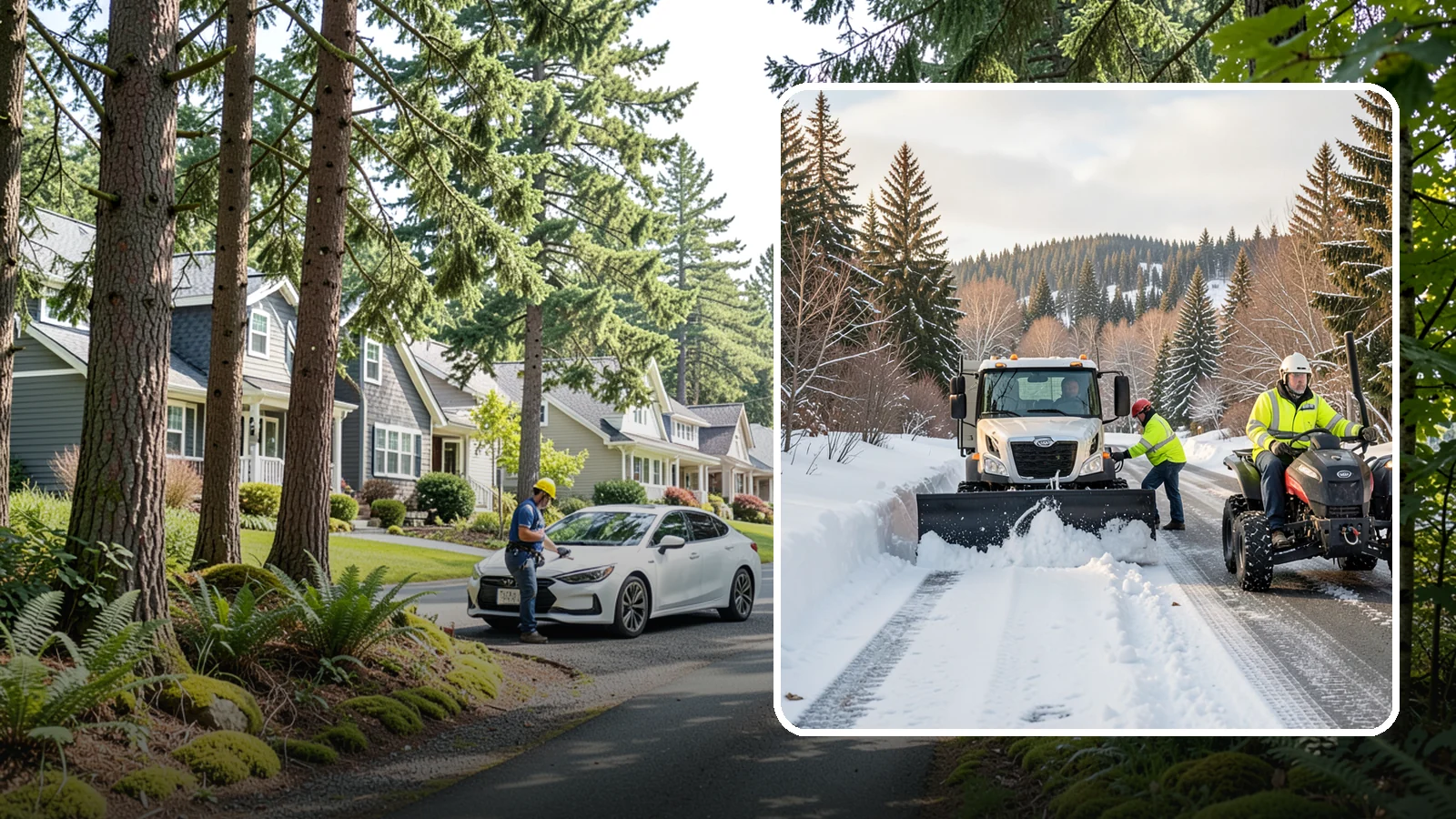 ATV Snow Plowing in Normandy Park, King County, WA - Our plow-equipped ATVs clear tight residential drives and pathways that full-size trucks cannot reach.