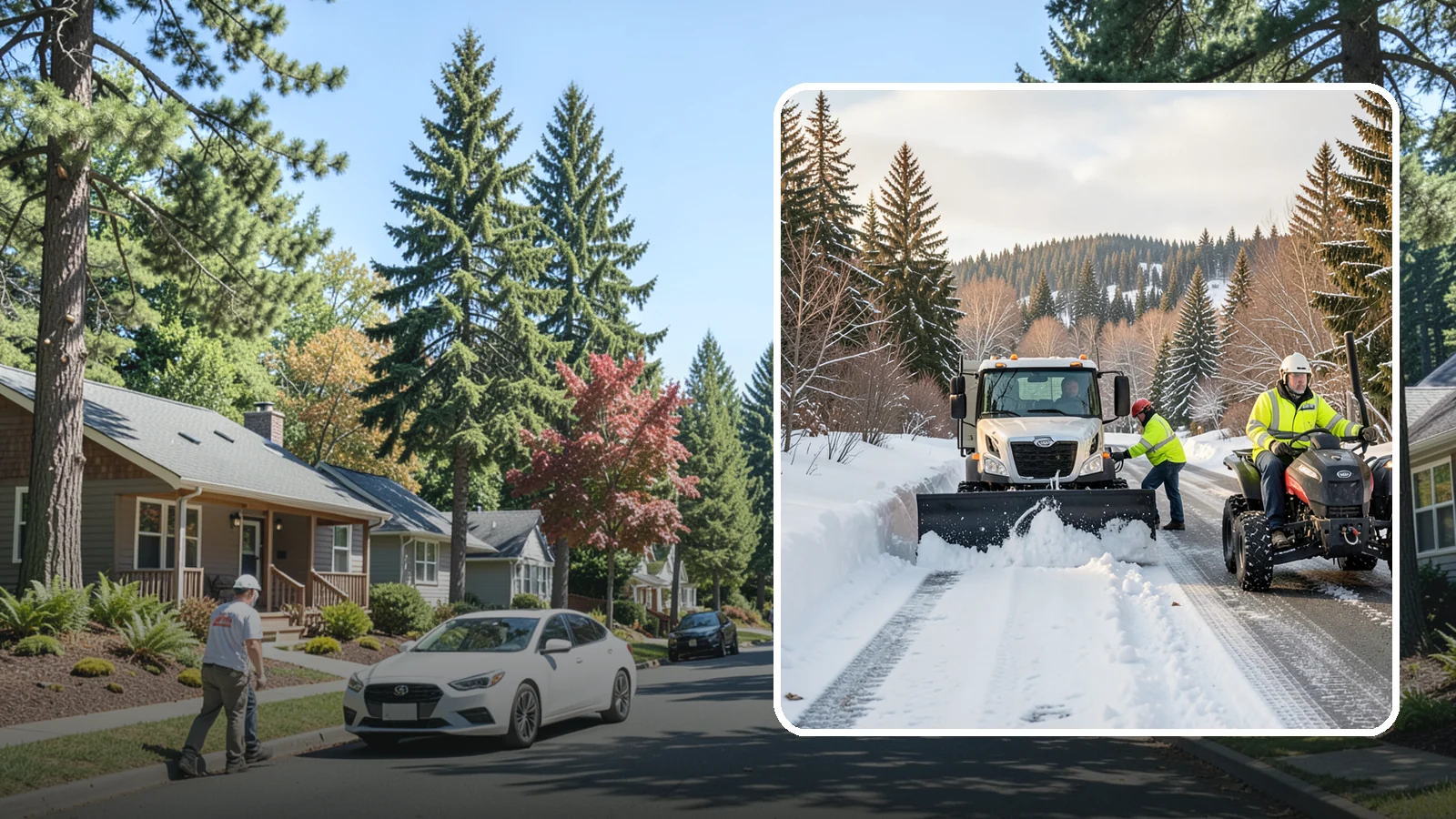 ATV Snow Plowing in Orting, Pierce County, WA - Our plow-equipped ATVs clear tight residential drives and pathways that full-size trucks cannot reach.