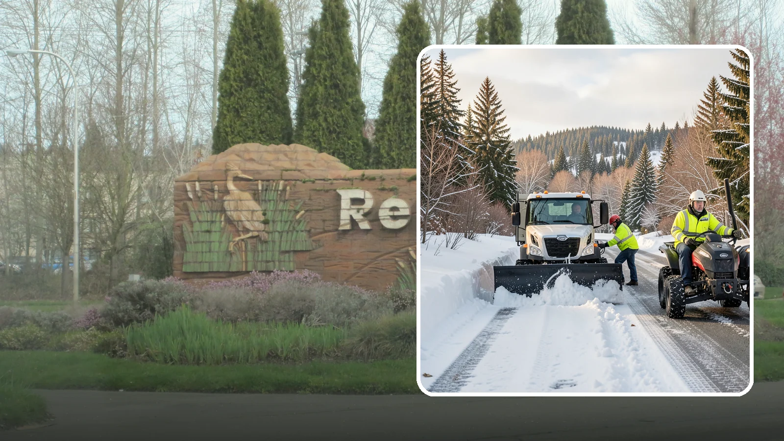 ATV Snow Plowing in Renton, King County, WA - Our plow-equipped ATVs clear tight residential drives and pathways that full-size trucks cannot reach.