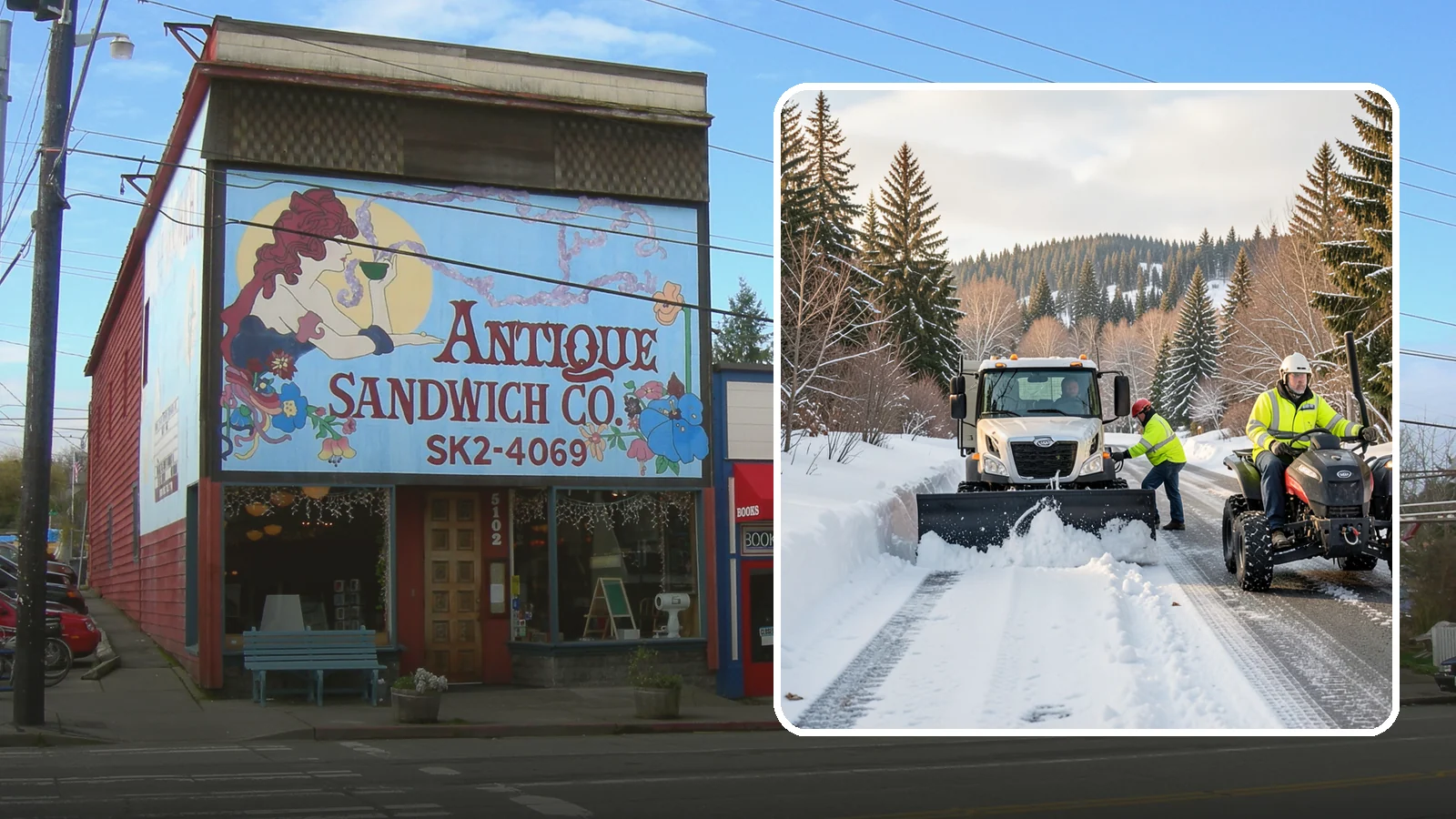 ATV Snow Plowing in Ruston, Pierce County, WA - Our plow-equipped ATVs clear tight residential drives and pathways that full-size trucks cannot reach.