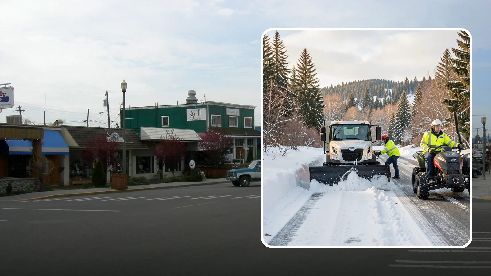 ATV Snow Plowing in Stanwood, Snohomish County, WA - Our plow-equipped ATVs clear tight residential drives and pathways that full-size trucks cannot reach.