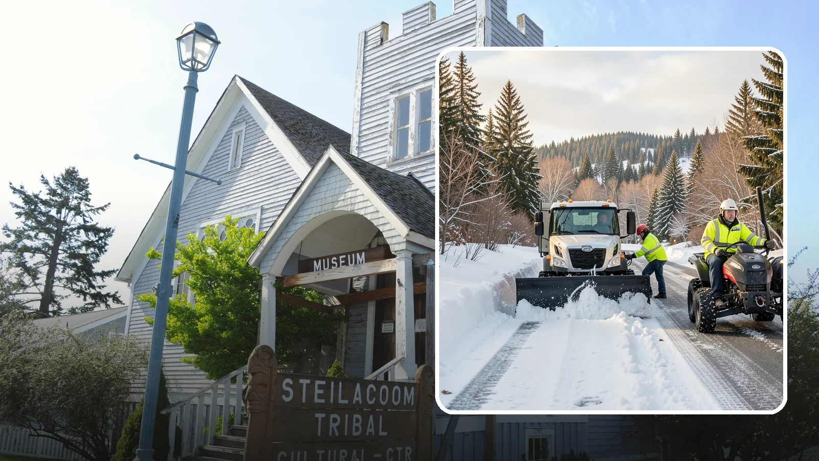 ATV Snow Plowing in Steilacoom, Pierce County, WA - Our plow-equipped ATVs clear tight residential drives and pathways that full-size trucks cannot reach.