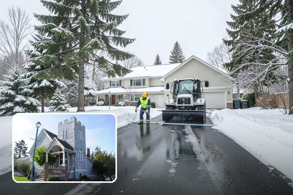 ATV Snow Plowing in Steilacoom, Pierce County, WA - Access to narrow drives and tight courtyards