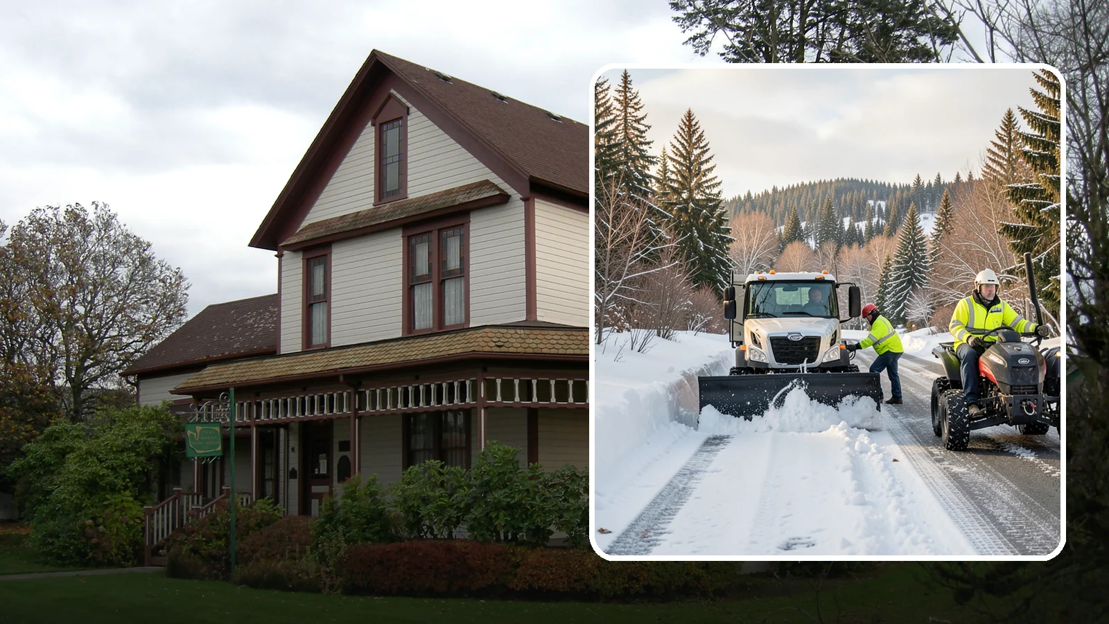 ATV Snow Plowing in Sumner, Pierce County, WA - Our plow-equipped ATVs clear tight residential drives and pathways that full-size trucks cannot reach.