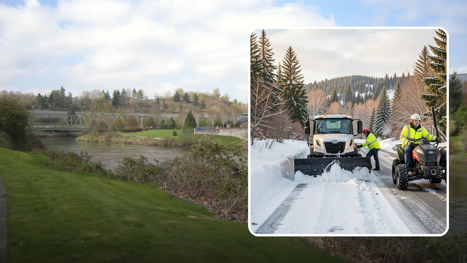 ATV Snow Plowing in Tukwila, King County, WA - Our plow-equipped ATVs clear tight residential drives and pathways that full-size trucks cannot reach.