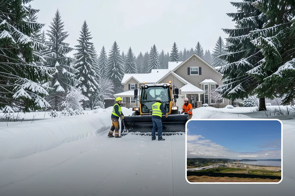 ATV Snow Plowing in University Place, Pierce County, WA - Access to narrow drives and tight courtyards